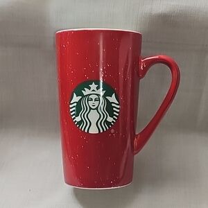 Starbucks Tall Speckled Red Ceramic Mug with Green  Mermaid Logo